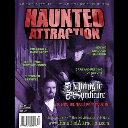 Edward Douglas and Gavin Goszka of Midnight Syndicate cover story in Haunted Attraction Magazine
