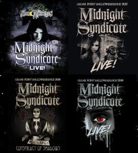 Midnight Syndicate Live logos from the first four shows